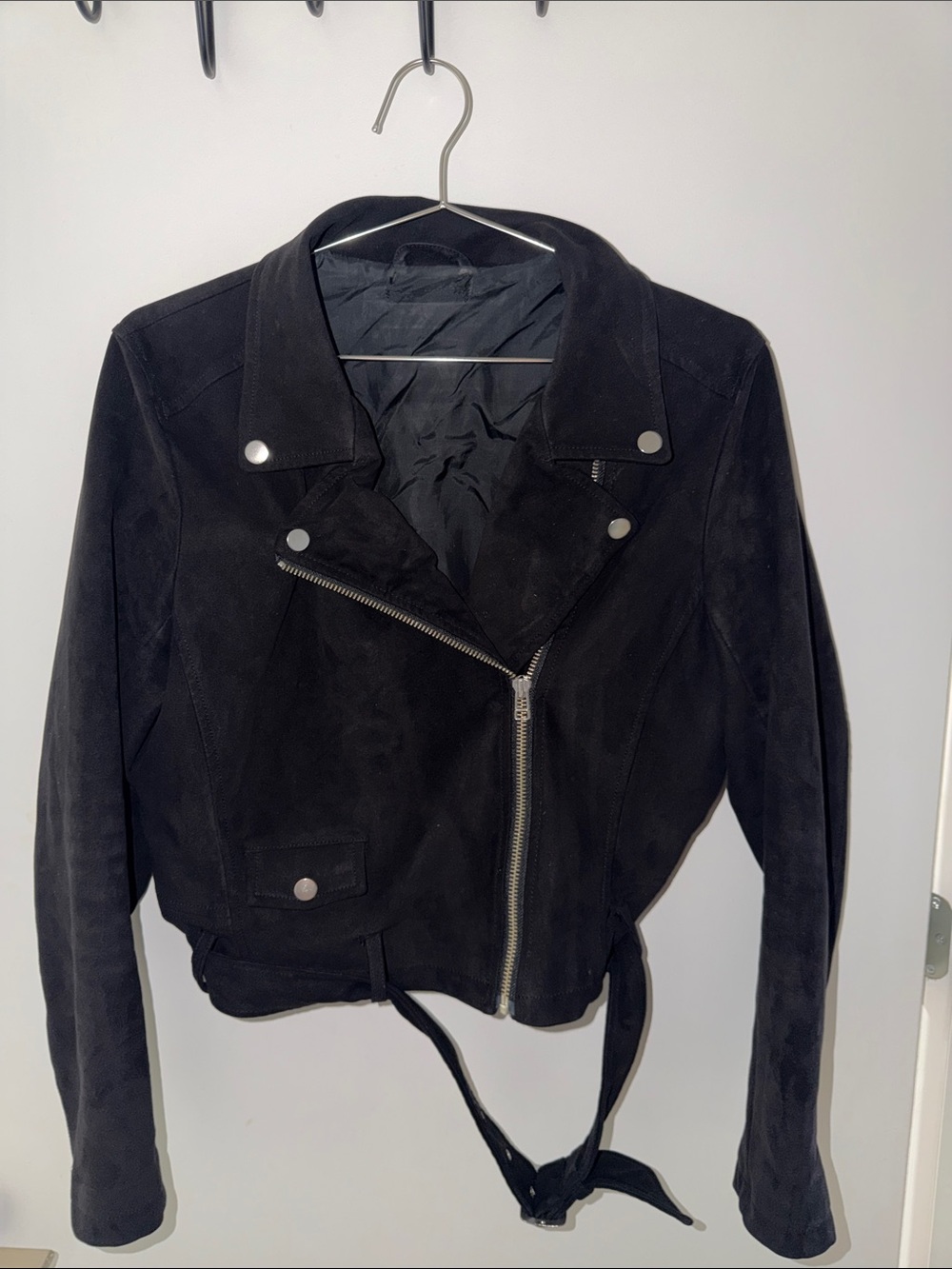 Aritzia Black Suede Moto Jacket - Women's Stylish Biker Coat